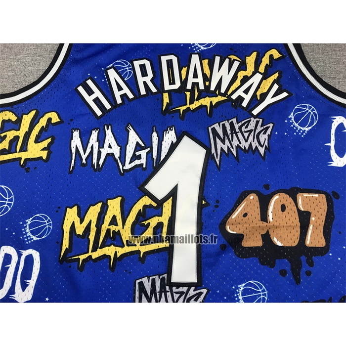 Maillot Orlando Magic Penny Hardaway NO 1 Slap Sticker Mitchell & Ness 1994-95 Bleu